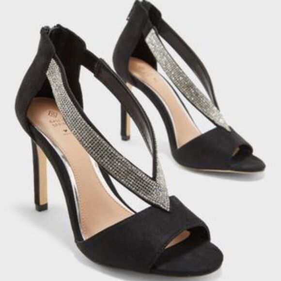 Viaria Sandal Stilletto Heels Black Rhinestones CALL IT SPRING - Picture 2 of 12